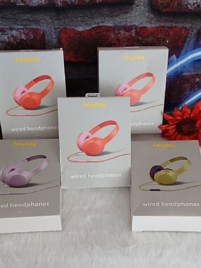 Heyday Wired Headphones Assorted Colors - Red & Pink, Lavender, Olive